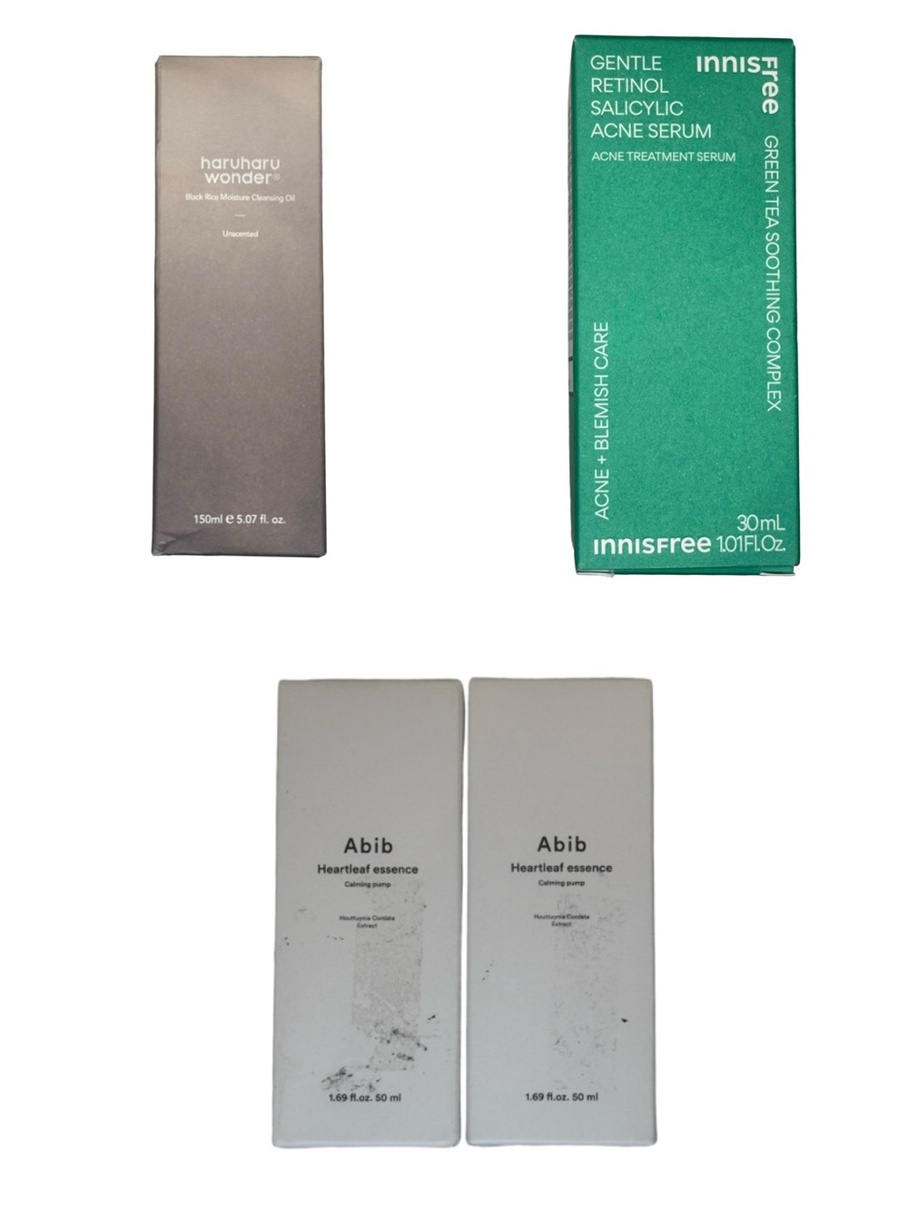 K-Beauty 4pc Routine Bundle Haruharu Abib Heartleaf x2 Innisfree Retinol NIB
